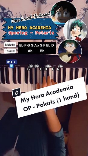 Learn to Play My Hero Academia Opening - Polaris with One Hand on Piano