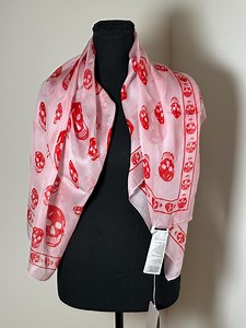 NWT Alexander Mcqueen Silk Skull Scarf Pink/ Red - Etsy