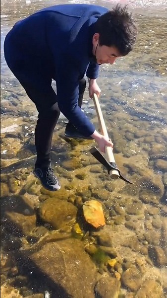 OMG! 😲 Rare Precious Stone Found Under Frozen Water 💎❄️ | #shorts #ytshorts #factsfetch