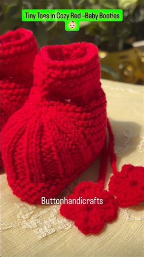 🧶 Handmade Baby Booties in Red #knittingpattern