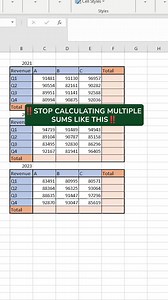 1.4M views · 14K reactions | How to calculate multiple sums! Save this post for later and follow for more tips! ❤️ #Excel #Productivity #Education #ExcelTricks #ExcelTips #WorkHacks #Tutorials #ProductivityTips #GoogleSheets | Sweet Sheets | Facebook