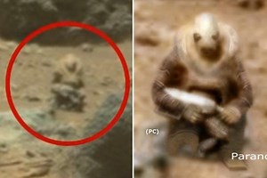 Conspiracy theorists claim to have spotted 'ancient martian soldier' left frozen on Mars