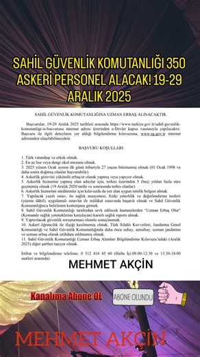 SAHİL GÜVENLİK KOMUTANLIĞI 350 ASKERİ PERSONEL ALACAK 19-29 ARALIK 2025 #shorts #sahilgüvenlik #kpss