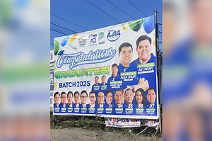 Cavite 2025 election candidates' congratulatory tarpaulin draws attention