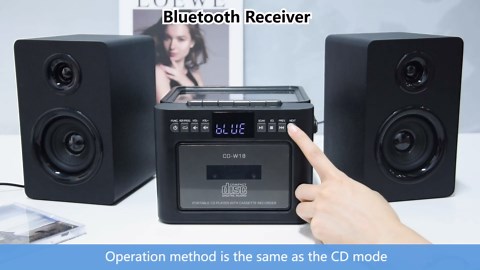 Bluetooth 5.1 Stereo Shelf System with Cassette and CD Player, Powerful 40W Speakers with FM Radio, Tape Recording, Backlit LCD Display, USB, AUX, Remote Control Bookshelf Stereo System for Home