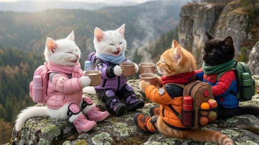 Уютный горный пикник с крошечными котятами 🐾⛰️ Милая история из похода 🐱