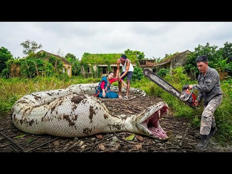 Giant ANACONDA Protects Abandoned House | Hunter Confronts Python Head-on With Giant Chainsaw