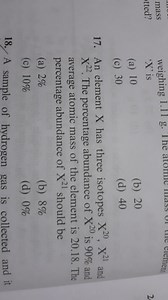 An element X has three isotopes: X\textsuperscript{20}, X\texts... | Filo