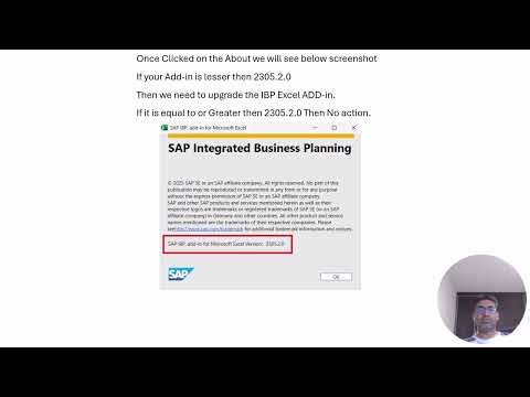 How to check current IBP Excel Add in version