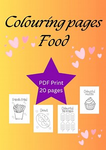 Printable Colouring Pages food for Adult and Kids - Etsy