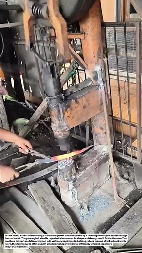 DIY Power Hammer Using Motorcycle Wheel – Traditional Blacksmith Forging Technique.