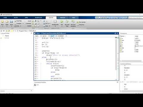 شرح مثال بطريقة bisection ببرنامج الماتلاب