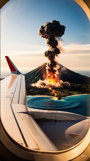 The volcano eruption created an amazing scene