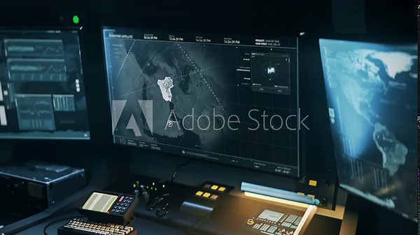 Selecting Satellite In Spy Computer System To Scan Territory In Iraq. Secret Mission Computer System. Earth Global Map Analysis. Futuristic Area Tracking System. Computer Tech Inspects Earth Globe