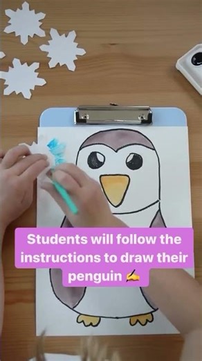 Penguin Directed Drawing Activity for Kids