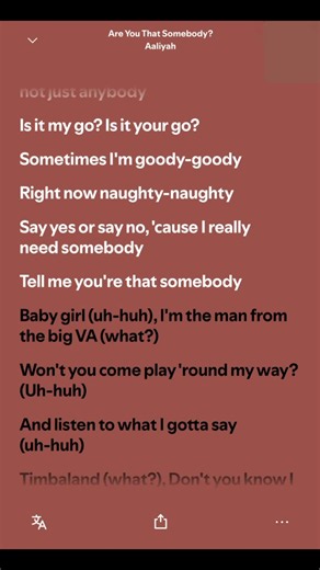 Are You That Somebody - Aaliyah Lyric Video
