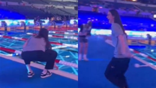 "That swimming pool so lucky" - Fans react after Caitlin Clark touches pool water at the US Olympic Swimming Trials