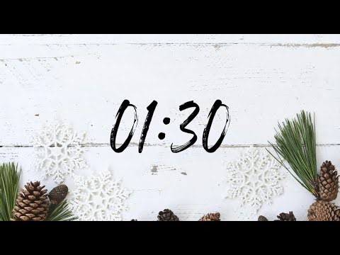 1.5-Minute Silent Christmas Countdown Timer | White Wood, Pine Cones, Green Pine Leaves & Snowflakes