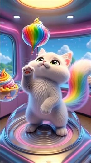This Cat Makes Magical Rainbow Ice Cream 🍦✨ | Cutest 3D Animation Short Ever!” | 🌈 #Shorts