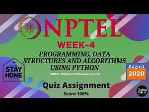 NPTEL Programming, Data Structures And Algorithms Using Python Week 4 Quiz Assignment Solutions