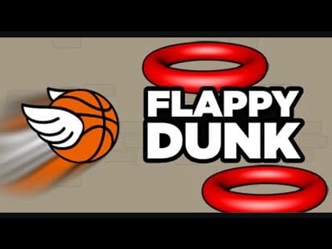 A popular casual mobile game where players tap to make a basketball jump through hoops | Flappy Dunk