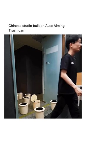 How Things Work on Instagram: "An auto-aiming trash can works by using sensors, simple vision, and motorized movement to align itself with incoming trash. Cameras or infrared sensors detect the position and motion of the object being thrown, then a small processor calculates its trajectory in real time. Motors under the can rotate or slide it sideways so the opening lines up with where the trash will land. Because the distances are short and speeds are low, the system doesn’t need advanced AI—ju