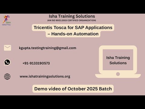 Tosca for SAP Demo video 15th Oct 2025 Pls call or WhatsApp us on +91-9133190573 to enroll