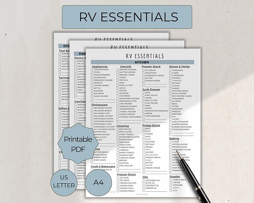 Camper Essentials Printable Checklist, Camping RV Checklist Printable, Rving Packing Planner, Road Trip Planning Pdf, Travel Checklist - Etsy