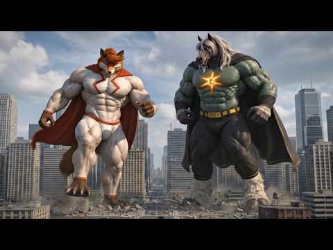 Giant Macro Supervillan Horse and Fox Growth and City Rampage Scene [Ai Generated Video Test]