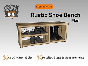 DIY Rustic Shoe Bench Plan / Shoe Bench / Digital Plans / Woodworking Plans / Build Plans / DIY - Etsy