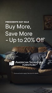 Sofa too small? You can now get up to 20% off* a quality (and roomy) sofa during our sale.​ *Exclusions apply. | American Signature Furniture