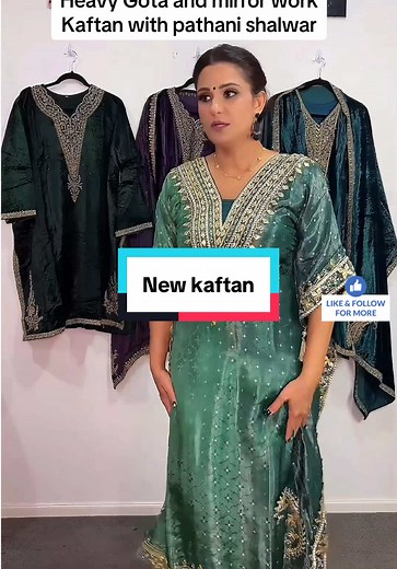 Stylish Kaftan Dress with Gota and Mirror Work