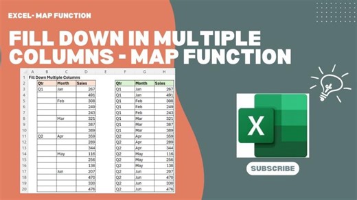 Fill Down Multiple Columns using MAP Function in Excel | Meganathan Elumalai