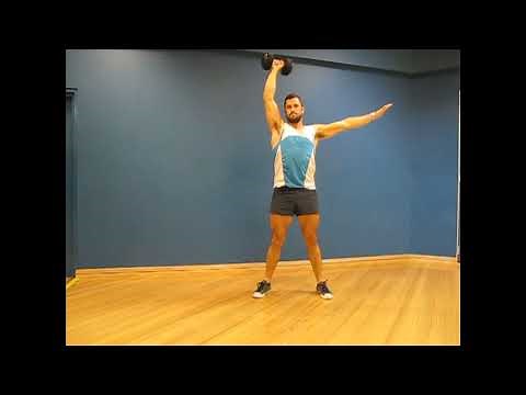 Single arm dumbbell squat to press