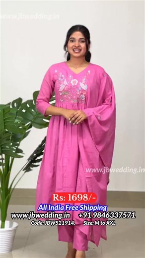 JB Wedding on Instagram: "To order via whatsapp...9846337571 To order via website...www.jbwedding.in Mul chanderi three pcs set... In pink shades.. Neck v neck... Yoke attached thread works...straight bottom.. Rate- 1698/- Size - M toXXL Pdtcode- JBW521914 We will not contact you from other numbers, beware of fraudulent activities. Disclaimer: there will be slight differences in colour due to lighting or your device display settings. #jbwedding #✨ #Thiruvambady #Kozhikode #calicut kerala All Ind
