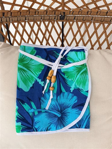 Blue Island Hibiscus Towel Wrap Skirt - Etsy