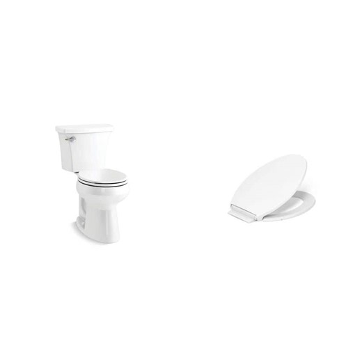 KOHLER Highline Toilet Combo: Arc 12 in. Dual Flush Elongated Chair Height Toilet and Soft Close Seat - The Home Depot