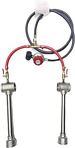 Double Propane Gas Forge Burners with Gas Hose and Regulator for Blacksmith, Knife Making, Farrier, Melting Furnace