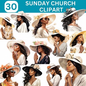 Church Hat Clipart Bundle, Sunday Church Clipart, Praying Sister Clipart, Black Woman Clipart, African American Clipart, Women of Color - Etsy