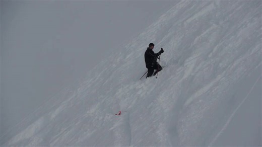 Skiing uphill is hard work