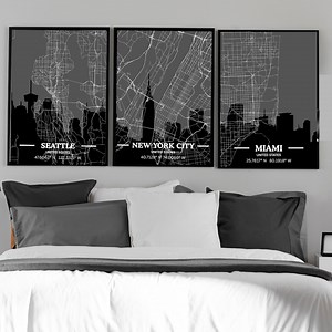 Personalized City Map, Custom City Map Poster, Minimalist Map Wall Hanging
