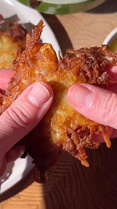 Potato Latkes are incredible, crispy, discs of deliciousness and with Hanukkah it's the perfect time to whip up a batch or 20 of this classic Jewish dish! Link in the comments for the full recipe! | Spoon Fork Bacon