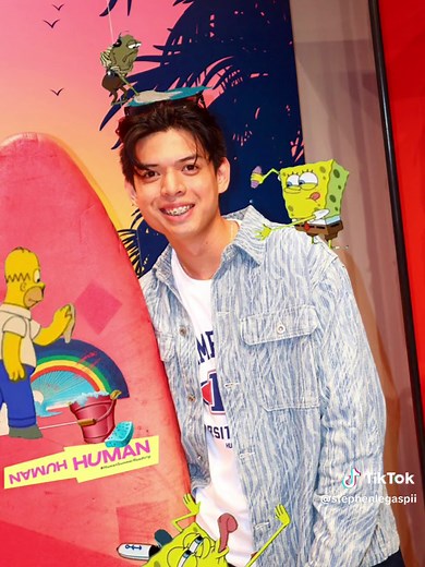 Colorful Surfboard Art Featuring SpongeBob Character