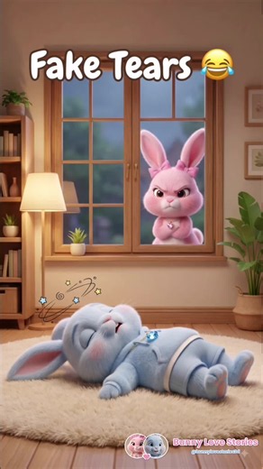 Title: Fake Tears 😂🐰 Description: Milo cried so she wouldn't leave... then the door closed 😂💙💗 #BunnyLoveStories Hashtags: #bunnylovestories #cutebunny #bunnycouple #pixaranimation