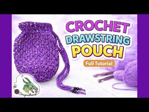 Easy Crochet Drawstring Pouch | Textured Round Bag Pattern (DK Yarn)