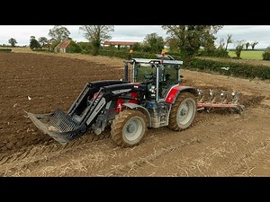 Massey Ferguson 8S.205 Ploughing with the 5 furrow and Quickie Stone Fork