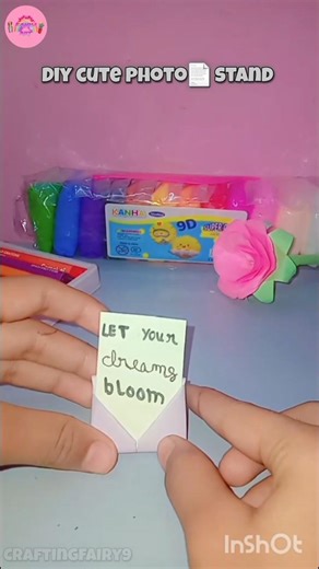 how to make cute 🩷photo stand with paper. #crafts #shorta