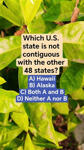 Which U.S. state is not contiguous with the other 48 states?