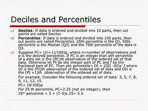 Statistical Concepts: Deciles, Percentiles, and Summary - SlideServe