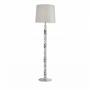 Bamboo Cromo Floor Lamp with Gray Shade